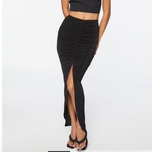 FOREVER 21 Black Stretchy Drawstring Maxi Skirt M